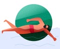 A swimmer performs a crawl for a distance. Aquatics